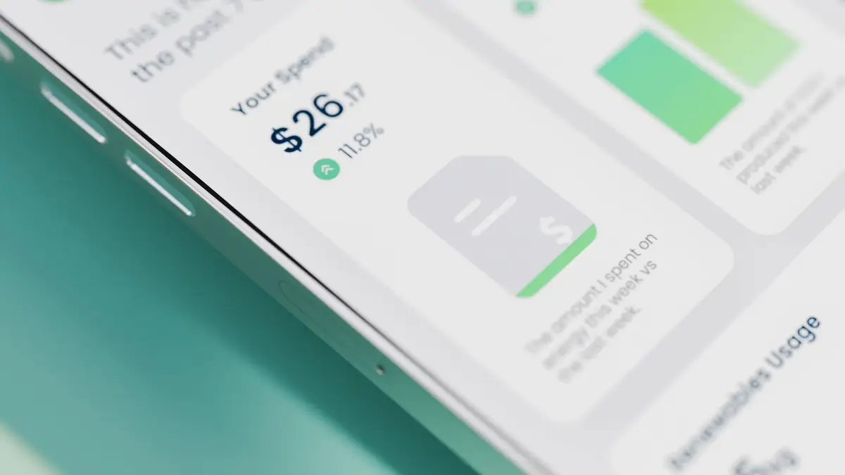 Close-up of an energy app screen showing weekly spend of $26.17