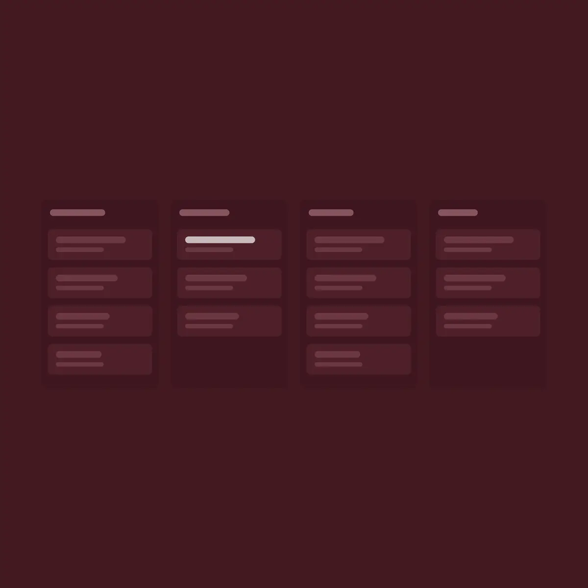 Abstract illustration of a kanban board with four columns of cards