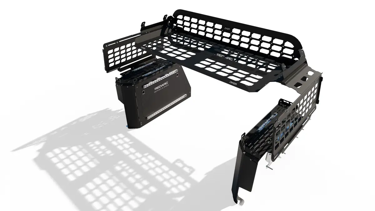 Render of a JKSM and REDARC modular vehicle storage system