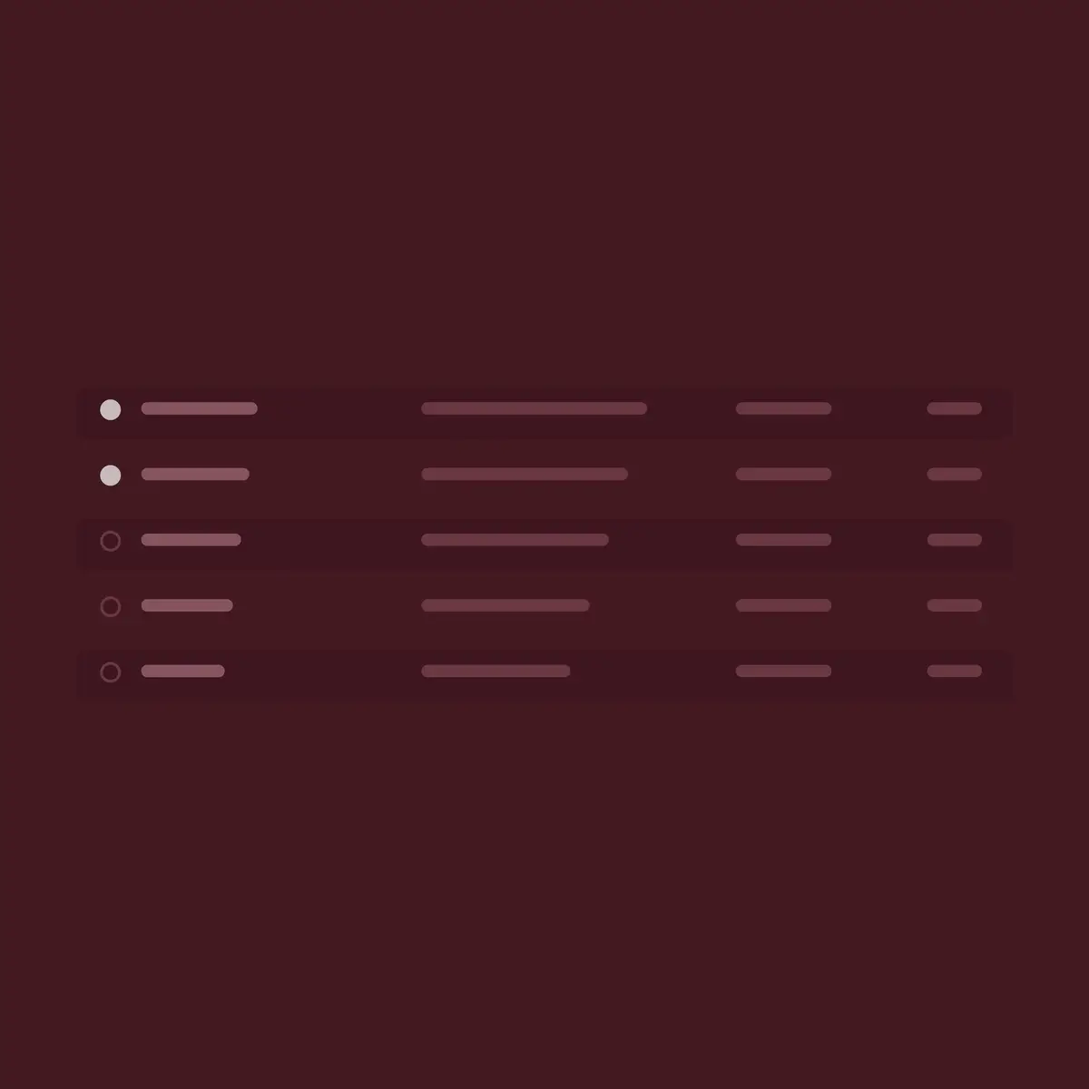 Abstract checklist table illustration with status dots on maroon